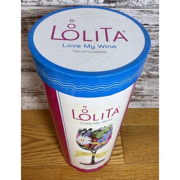 Lolita Love My Wine WILDFLOWERS Wine Glass Tag Original Box - Picture 2 of 9